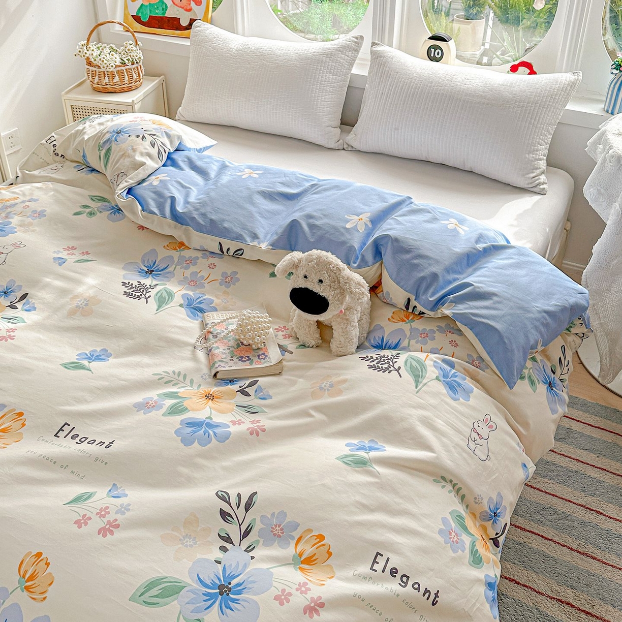 91家纺网 家纺一手货源 找家纺 恩泽家纺 2026新款13372ins全棉印花四件套单品系列-单被套 若薇