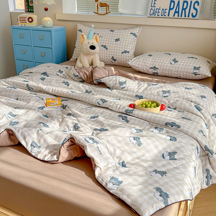 91家纺网 家纺一手货源 找家纺 老帅的工厂店 2026新款A类水洗皱皱纱7A抑菌夏被夏凉被空调被 皮皮狗