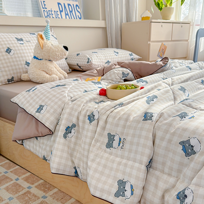 91家纺网 家纺一手货源 找家纺 老帅的工厂店 2026新款A类水洗皱皱纱7A抑菌夏被夏凉被空调被 皮皮狗