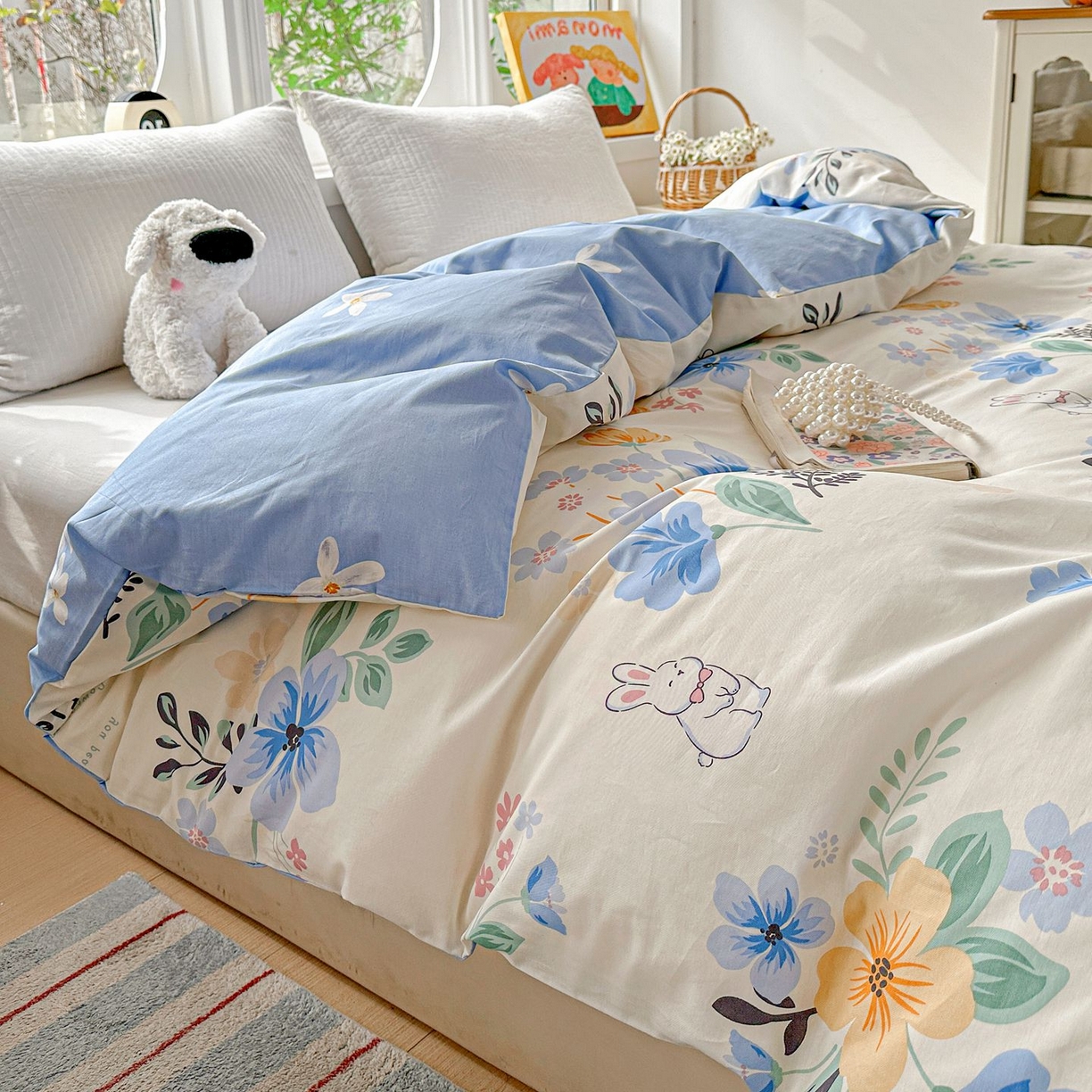 91家纺网 家纺一手货源 找家纺 恩泽家纺 2026新款13372ins全棉印花四件套单品系列-单被套 若薇