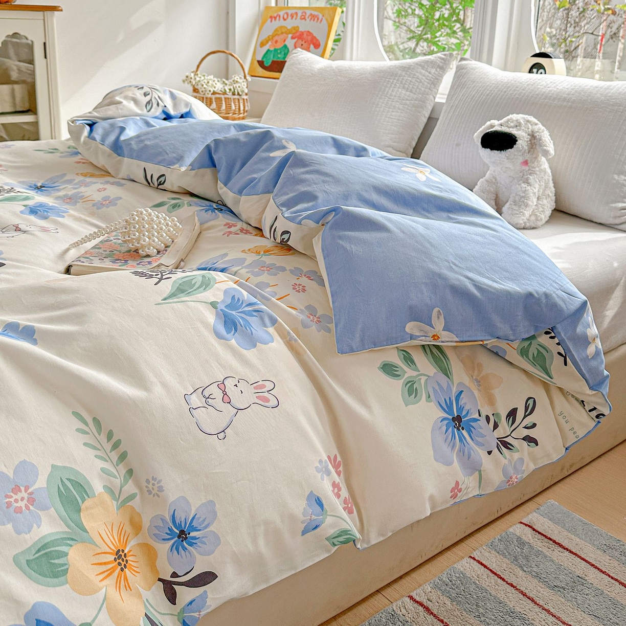 91家纺网 家纺一手货源 找家纺 恩泽家纺 2026新款13372ins全棉印花四件套单品系列-单被套 若薇