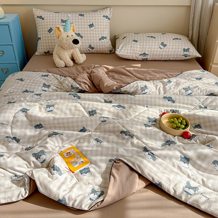 91家纺网 家纺一手货源 找家纺 老帅的工厂店 2026新款A类水洗皱皱纱7A抑菌夏被夏凉被空调被 皮皮狗