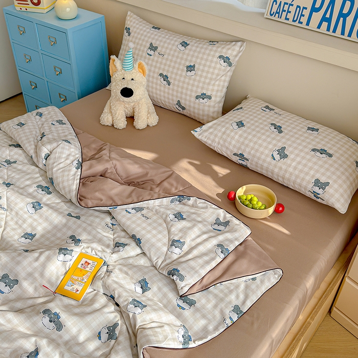 91家纺网 家纺一手货源 找家纺 老帅的工厂店 2026新款A类水洗皱皱纱7A抑菌夏被夏凉被空调被 皮皮狗