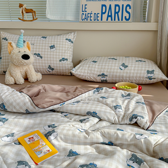 91家纺网 家纺一手货源 找家纺 老帅的工厂店 2026新款A类水洗皱皱纱7A抑菌夏被夏凉被空调被 皮皮狗