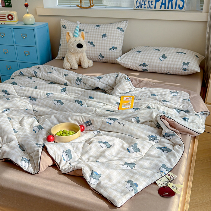 91家纺网 家纺一手货源 找家纺 老帅的工厂店 2026新款A类水洗皱皱纱7A抑菌夏被夏凉被空调被 皮皮狗