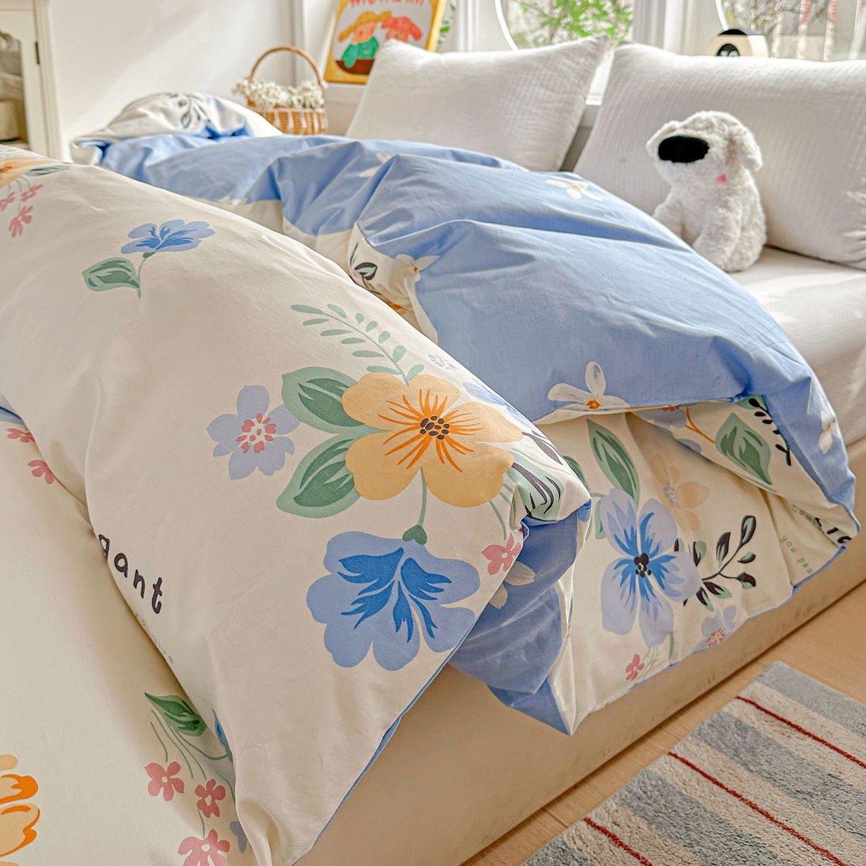 91家纺网 家纺一手货源 找家纺 恩泽家纺 2026新款13372ins全棉印花四件套单品系列-单被套 若薇