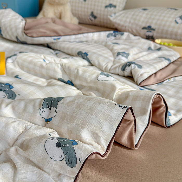 91家纺网 家纺一手货源 找家纺 老帅的工厂店 2026新款A类水洗皱皱纱7A抑菌夏被夏凉被空调被 皮皮狗