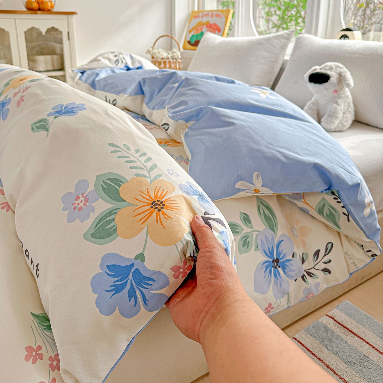 91家纺网 家纺一手货源 找家纺 恩泽家纺 2026新款13372ins全棉印花四件套单品系列-单被套 若薇