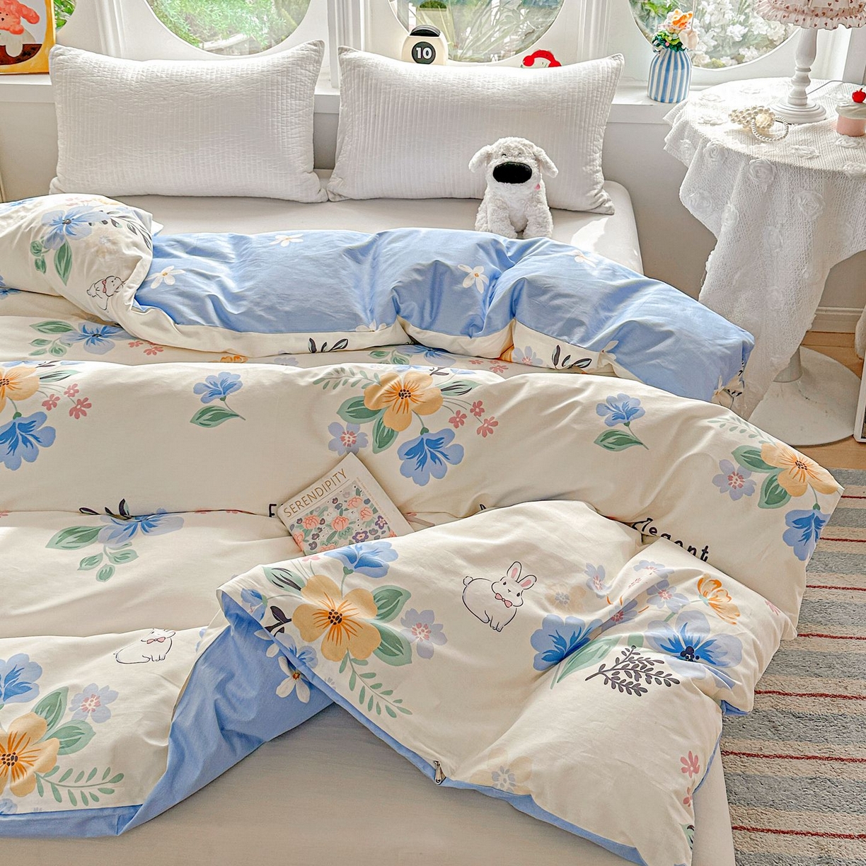 91家纺网 家纺一手货源 找家纺 恩泽家纺 2026新款13372ins全棉印花四件套单品系列-单被套 若薇