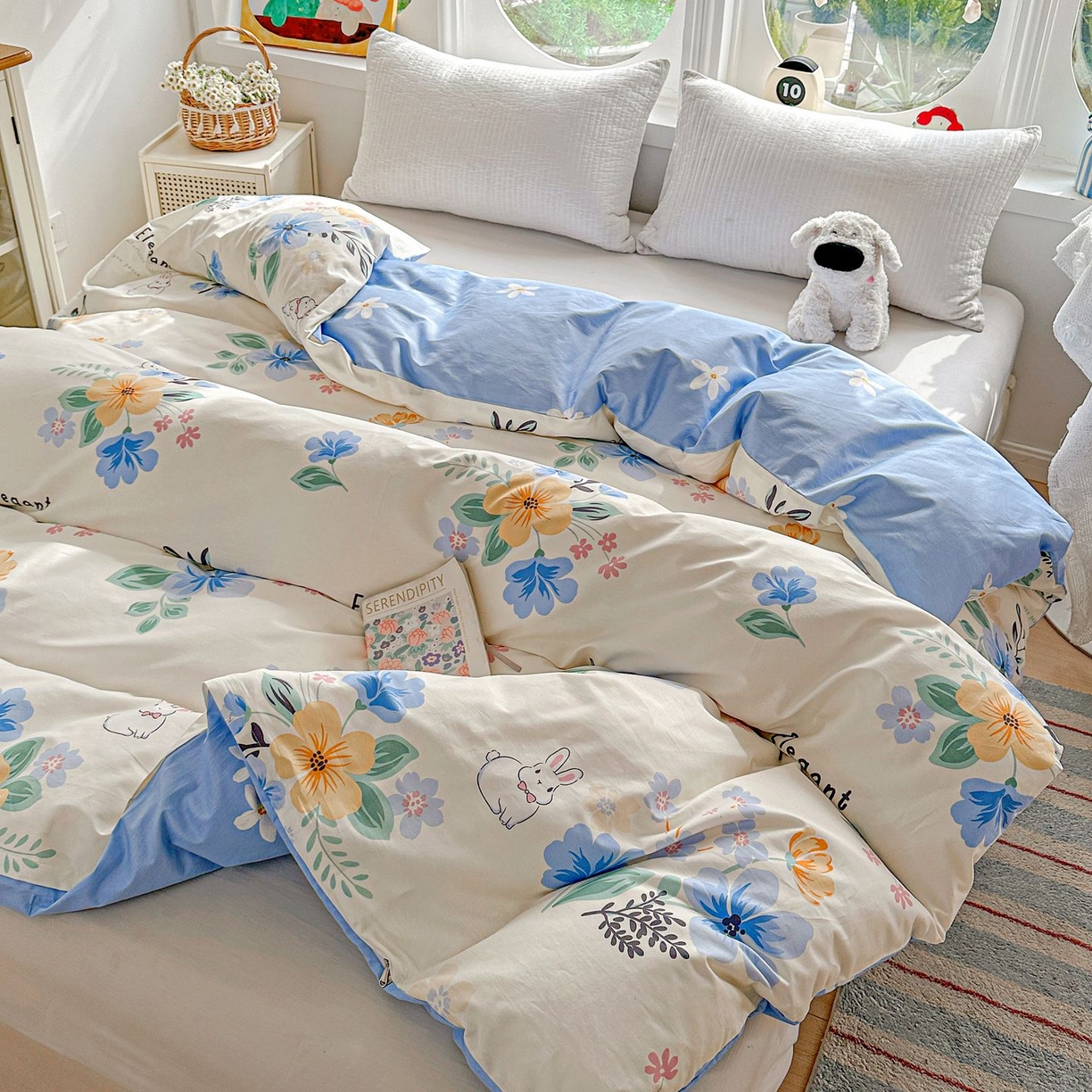 91家纺网 家纺一手货源 找家纺 恩泽家纺 2026新款13372ins全棉印花四件套单品系列-单被套 若薇