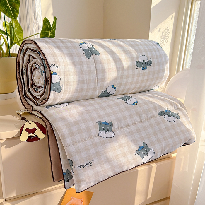 91家纺网 家纺一手货源 找家纺 老帅的工厂店 2026新款A类水洗皱皱纱7A抑菌夏被夏凉被空调被 皮皮狗