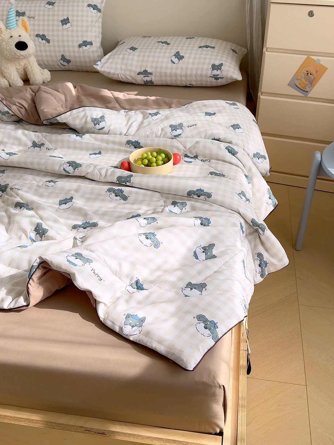 91家纺网 家纺一手货源 找家纺 老帅的工厂店 2026新款A类水洗皱皱纱7A抑菌夏被夏凉被空调被 皮皮狗