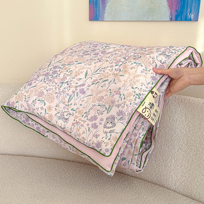 老帅的工厂店 2026新款A类水洗皱皱纱7A抑菌夏被夏凉被空调被 晴天小猫