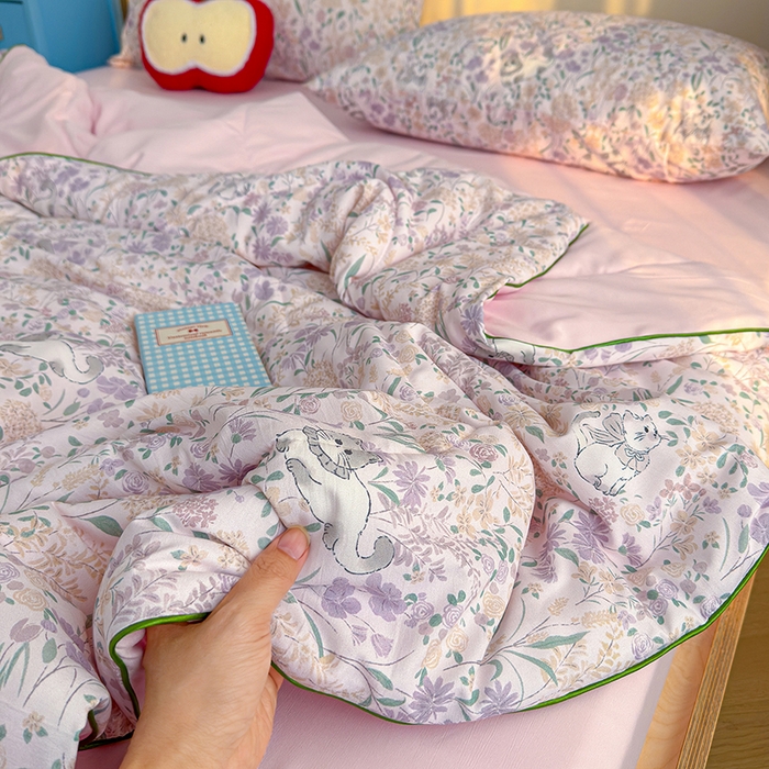 91家纺网 家纺一手货源 找家纺 老帅的工厂店 2026新款A类水洗皱皱纱7A抑菌夏被夏凉被空调被 晴天小猫