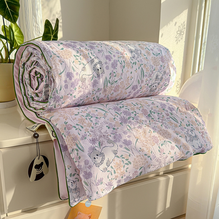 91家纺网 家纺一手货源 找家纺 老帅的工厂店 2026新款A类水洗皱皱纱7A抑菌夏被夏凉被空调被 晴天小猫