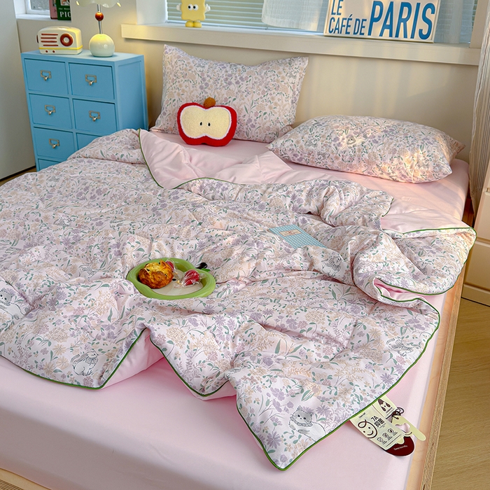 91家纺网 家纺一手货源 找家纺 老帅的工厂店 2026新款A类水洗皱皱纱7A抑菌夏被夏凉被空调被 晴天小猫