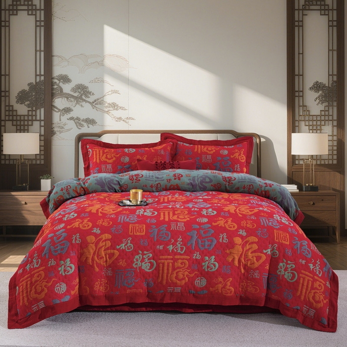 91家纺网 家纺一手货源 找家纺 （总）双层纱家居 2026新款经典新百福三层纱床盖飞边款四件套