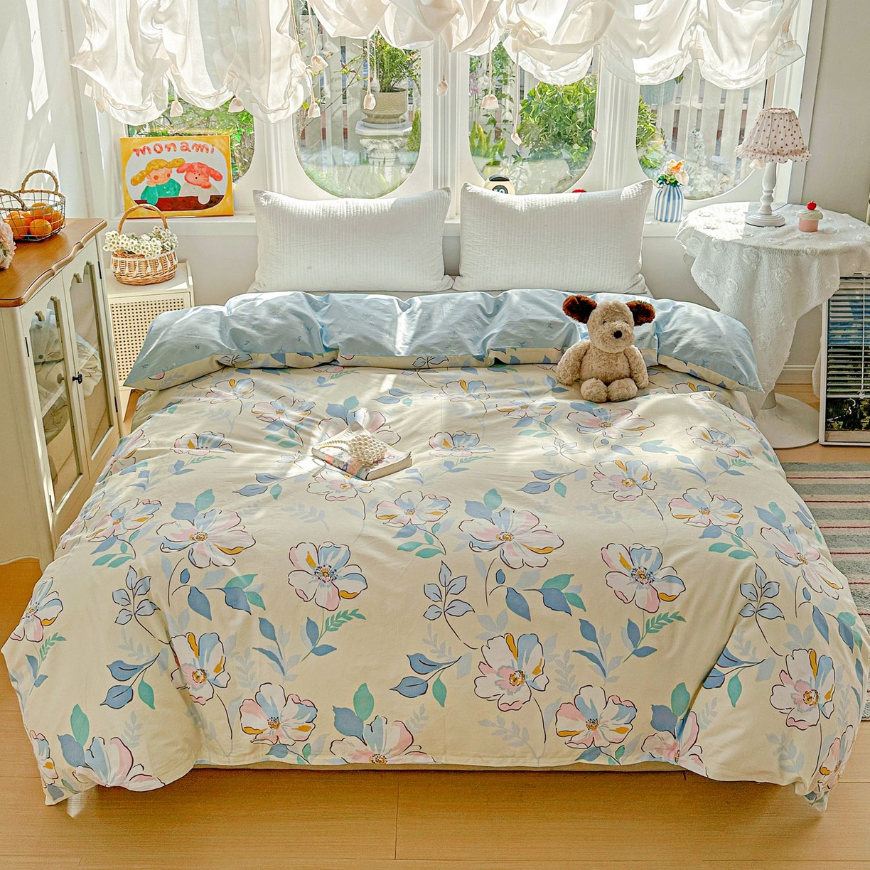 91家纺网 家纺一手货源 找家纺 恩泽家纺 2026新款13372ins全棉印花四件套单品系列-单被套 叶玲珑