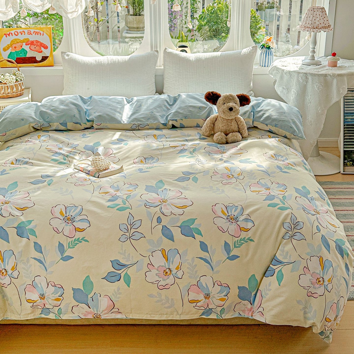 91家纺网 家纺一手货源 找家纺 恩泽家纺 2026新款13372ins全棉印花四件套单品系列-单被套 叶玲珑