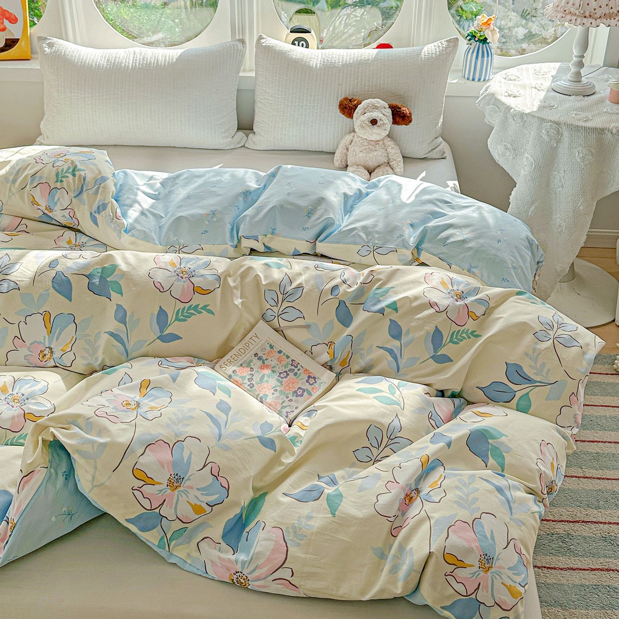 91家纺网 家纺一手货源 找家纺 恩泽家纺 2026新款13372ins全棉印花四件套单品系列-单被套 叶玲珑