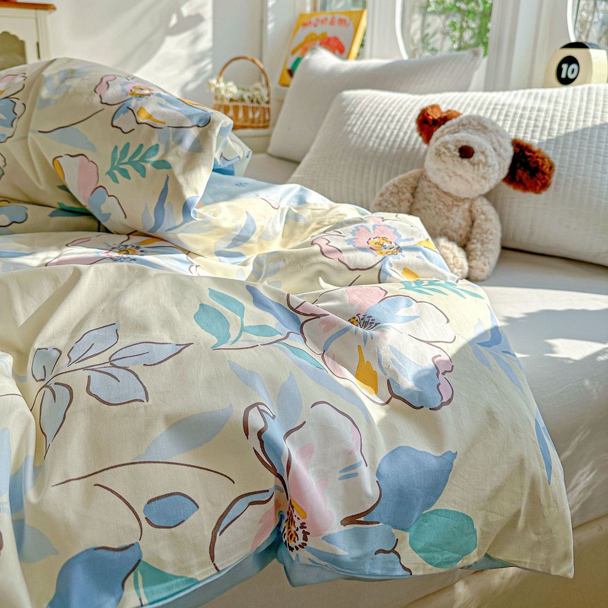 91家纺网 家纺一手货源 找家纺 恩泽家纺 2026新款13372ins全棉印花四件套单品系列-单被套 叶玲珑