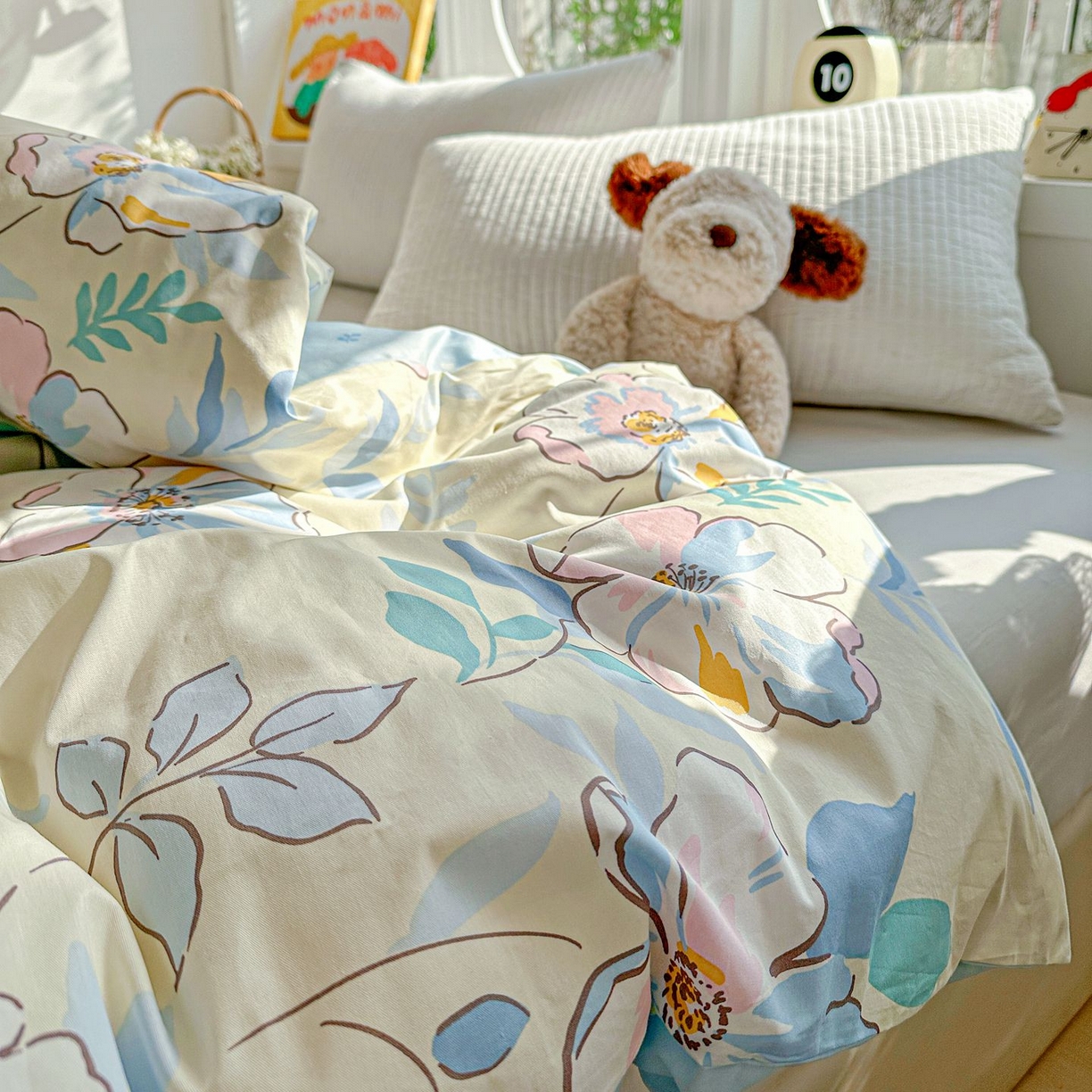 91家纺网 家纺一手货源 找家纺 恩泽家纺 2026新款13372ins全棉印花四件套单品系列-单被套 叶玲珑