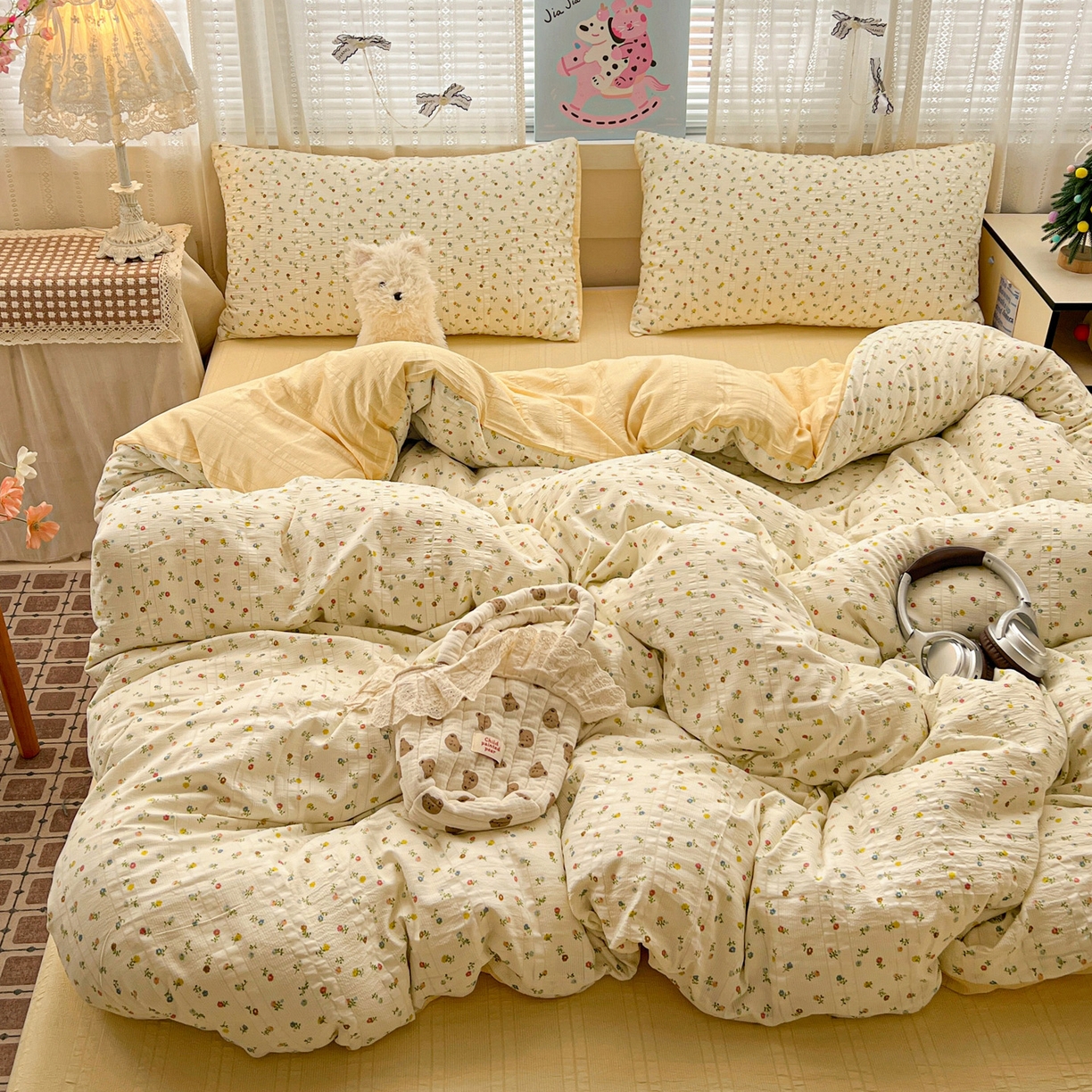 91家纺网 家纺一手货源 找家纺 王朝国际 2026新款A类彩竺棉印花四件套 芝士奶盖