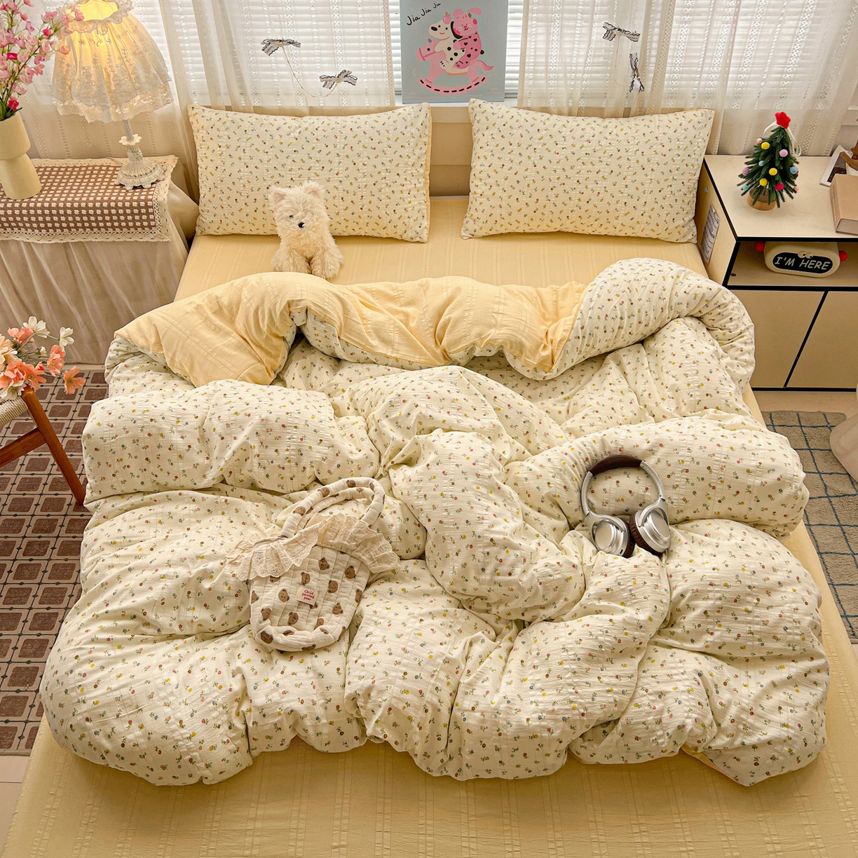 91家纺网 家纺一手货源 找家纺 王朝国际 2026新款A类彩竺棉印花四件套 芝士奶盖