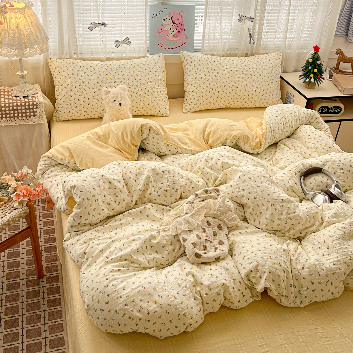 91家纺网 家纺一手货源 找家纺 王朝国际 2026新款A类彩竺棉印花四件套 芝士奶盖