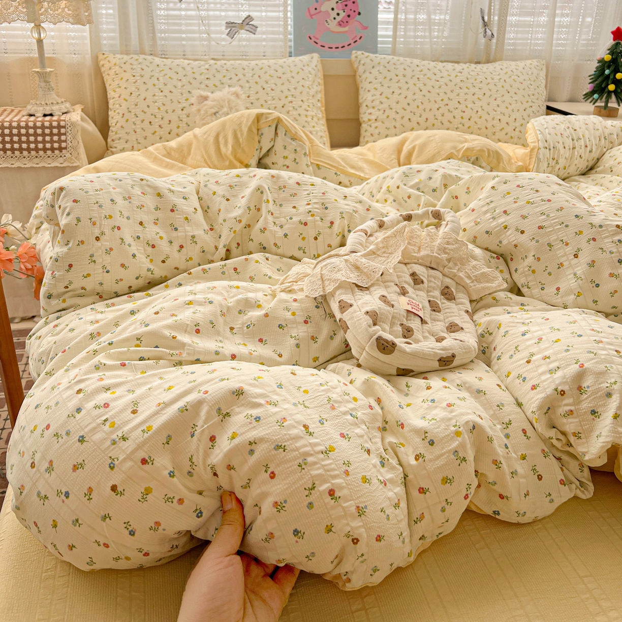 91家纺网 家纺一手货源 找家纺 王朝国际 2026新款A类彩竺棉印花四件套 芝士奶盖