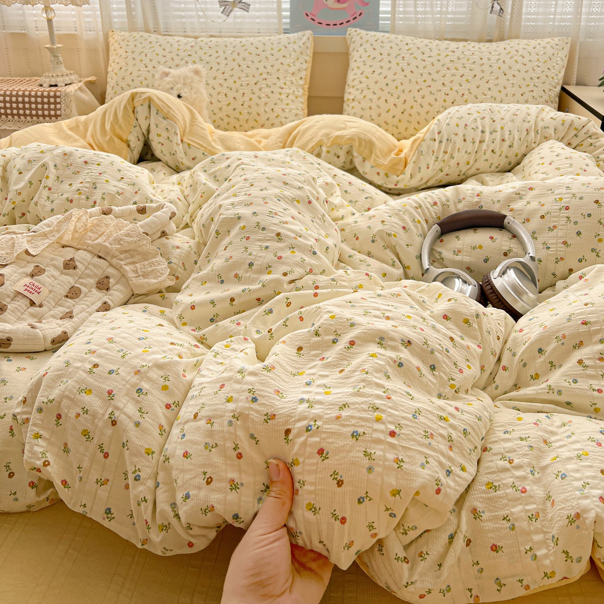 91家纺网 家纺一手货源 找家纺 王朝国际 2026新款A类彩竺棉印花四件套 芝士奶盖