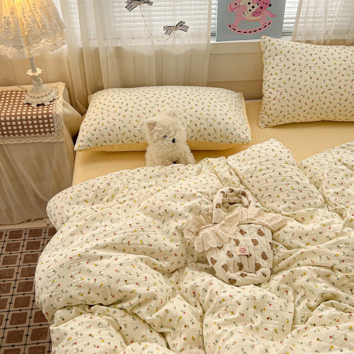 91家纺网 家纺一手货源 找家纺 王朝国际 2026新款A类彩竺棉印花四件套 芝士奶盖