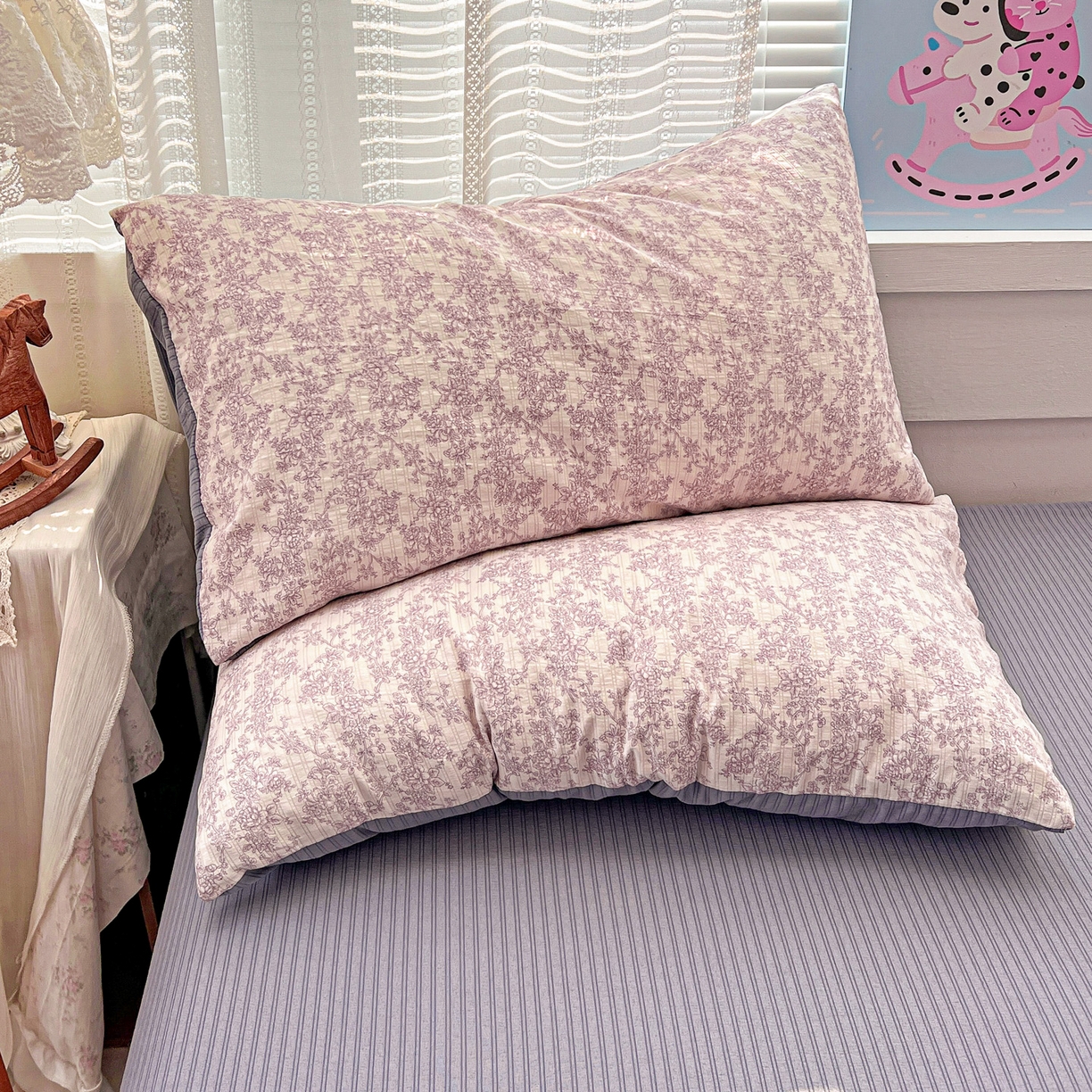 91家纺网 家纺一手货源 找家纺 王朝国际 2026新款A类彩竺棉印花四件套 紫丁香