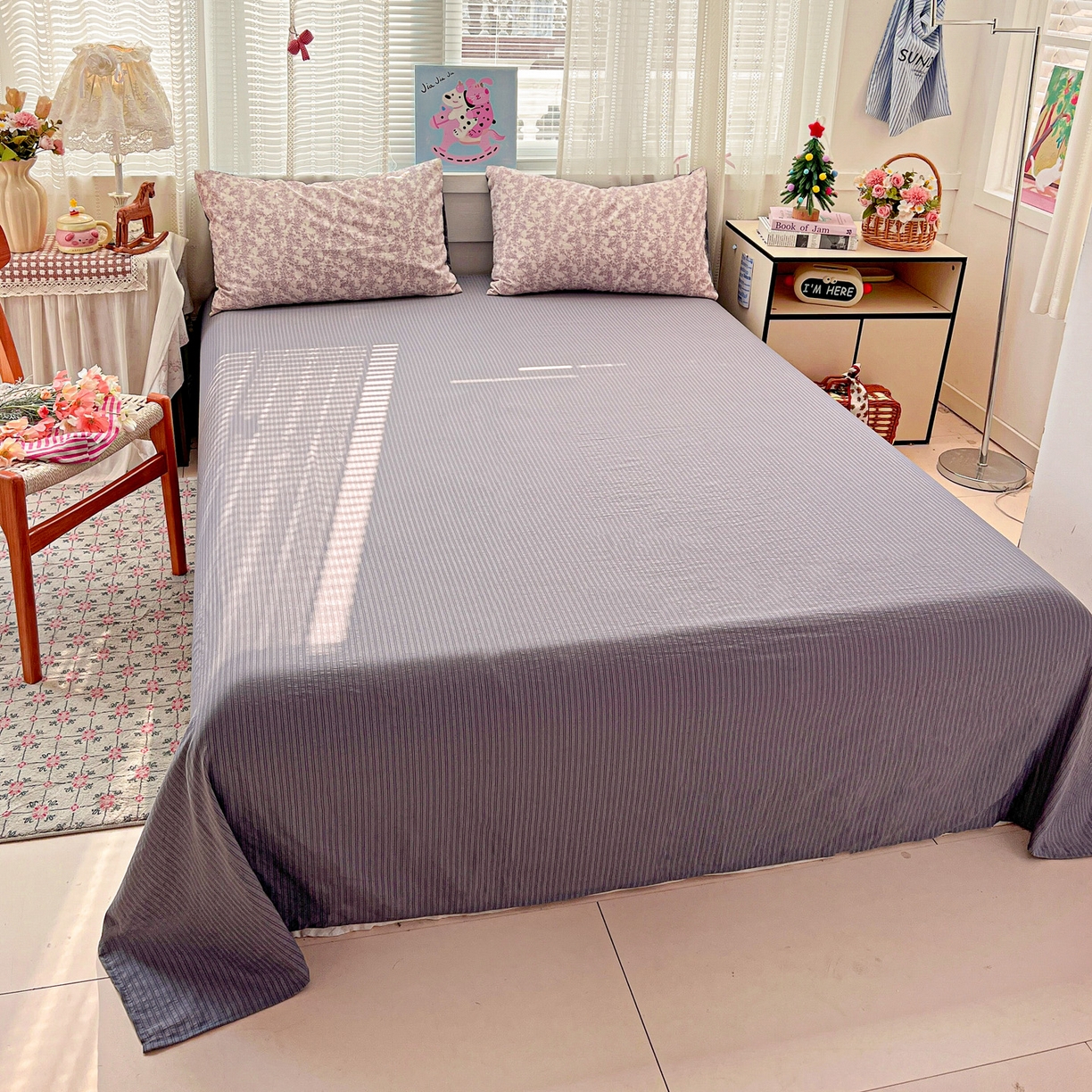 91家纺网 家纺一手货源 找家纺 王朝国际 2026新款A类彩竺棉印花四件套 紫丁香