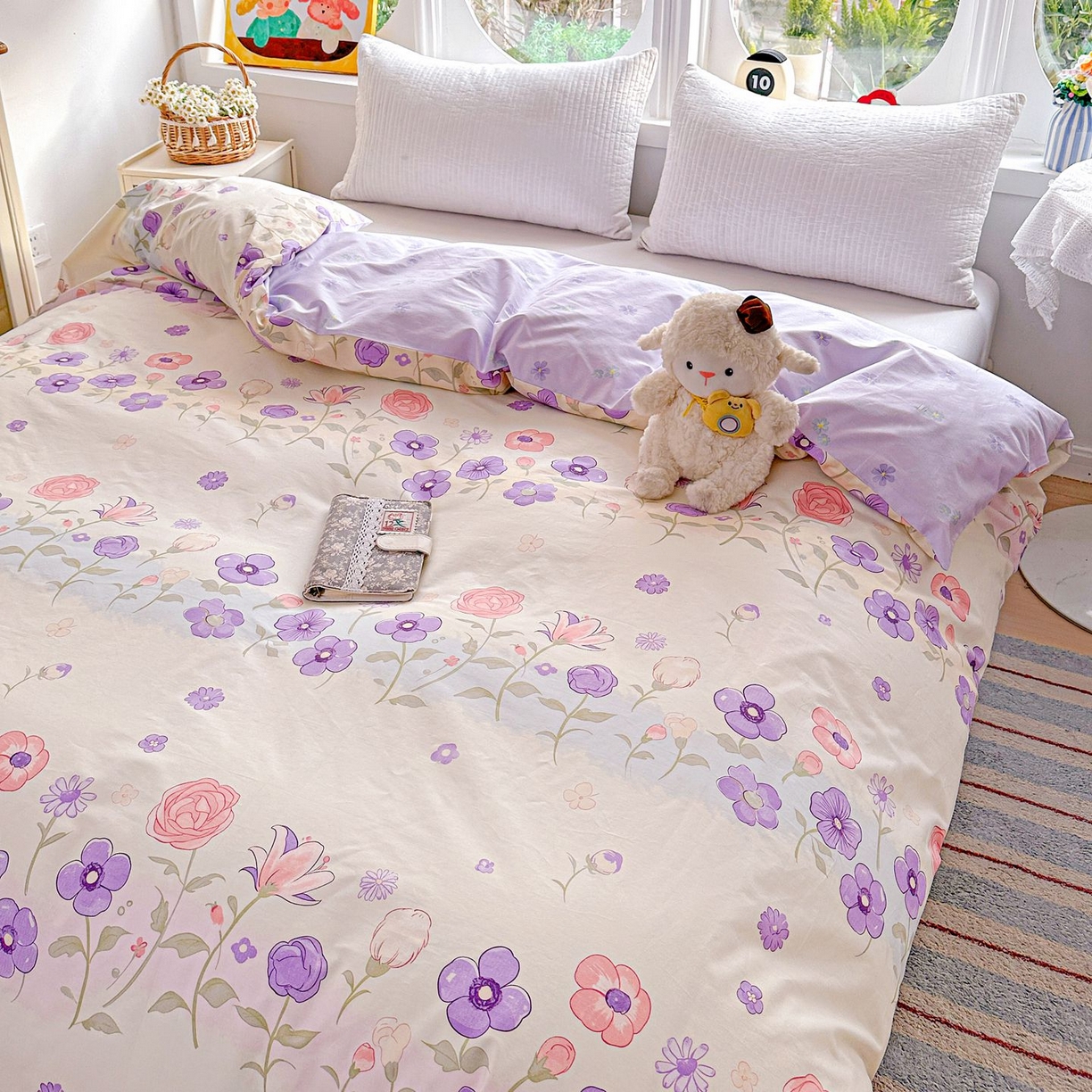 91家纺网 家纺一手货源 找家纺 恩泽家纺 2026新款13372ins全棉印花四件套单品系列-单被套 樱雪