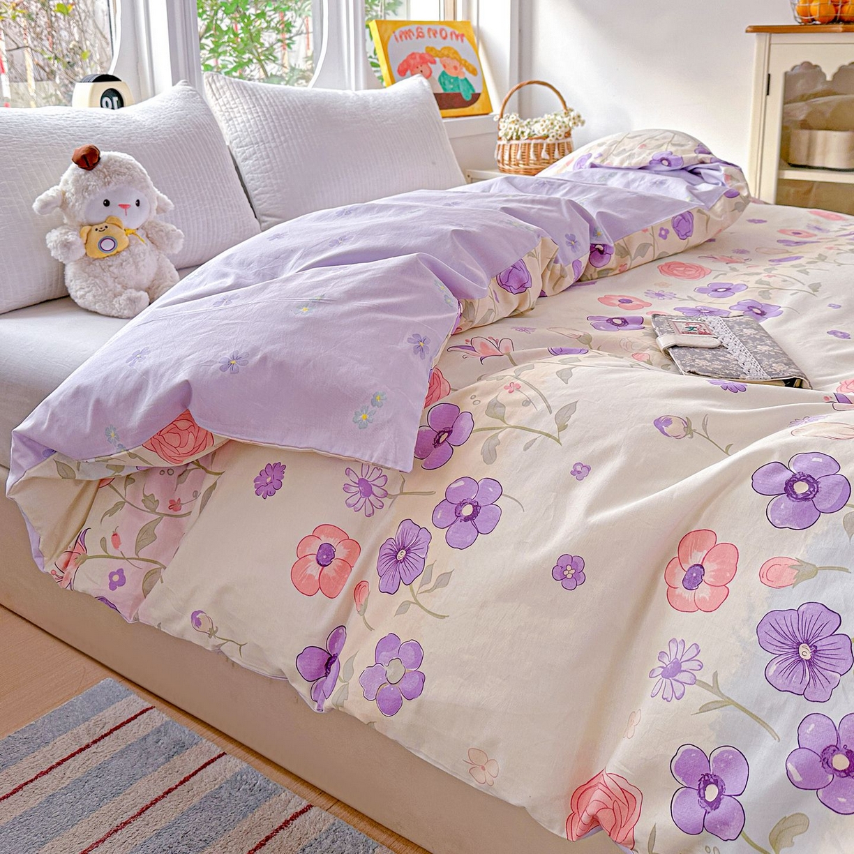 91家纺网 家纺一手货源 找家纺 恩泽家纺 2026新款13372ins全棉印花四件套单品系列-单被套 樱雪