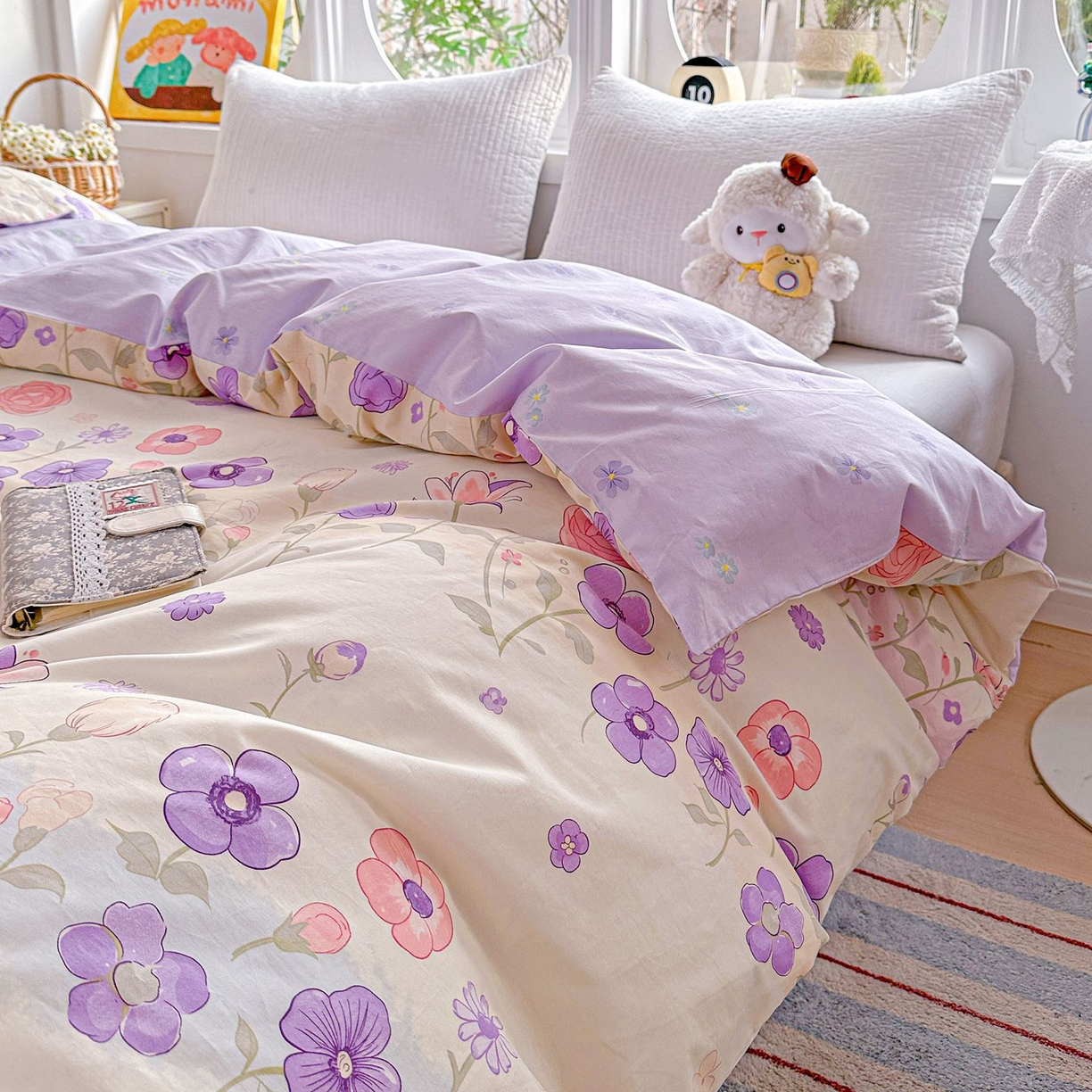 91家纺网 家纺一手货源 找家纺 恩泽家纺 2026新款13372ins全棉印花四件套单品系列-单被套 樱雪