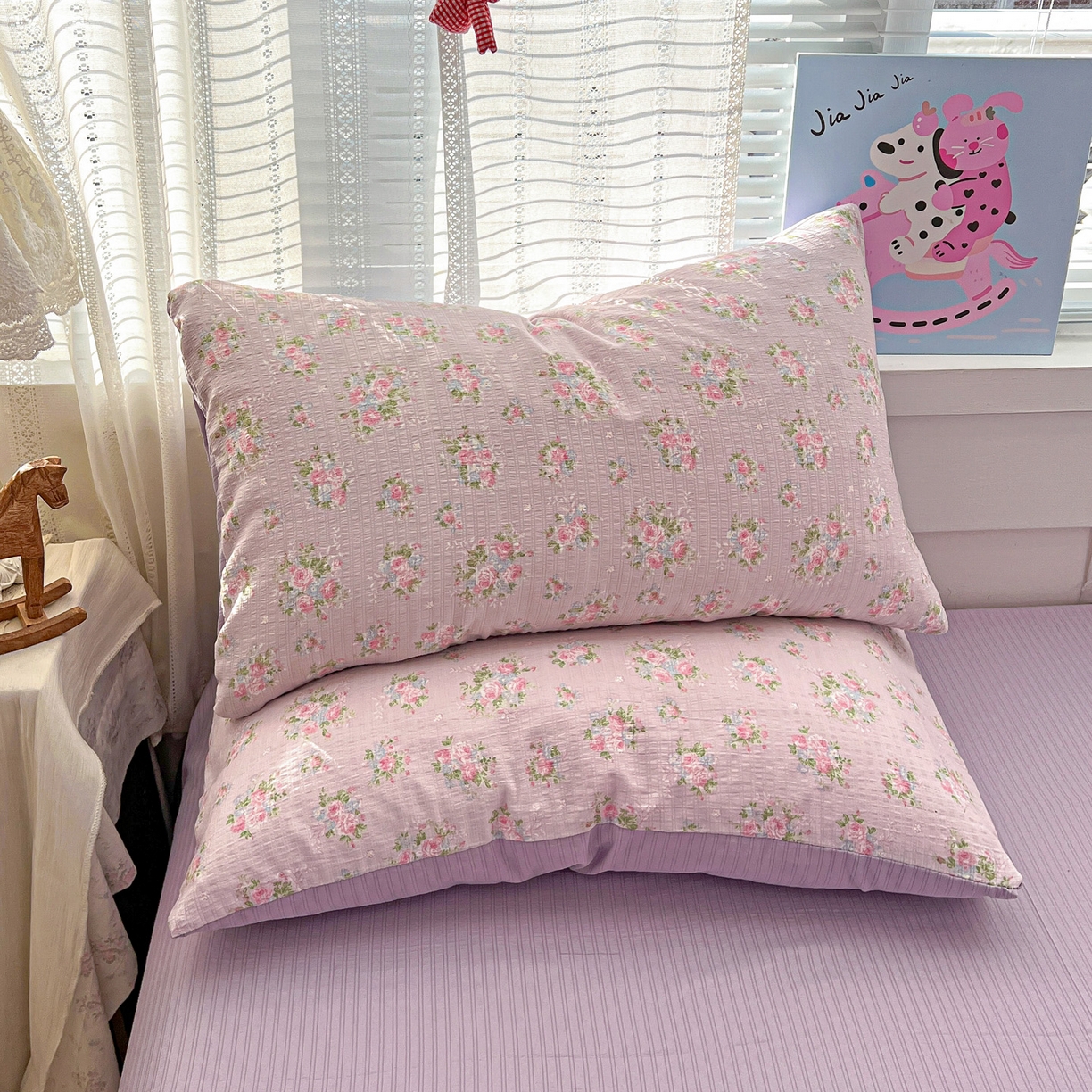 91家纺网 家纺一手货源 找家纺 王朝国际 2026新款A类彩竺棉印花四件套 紫陌