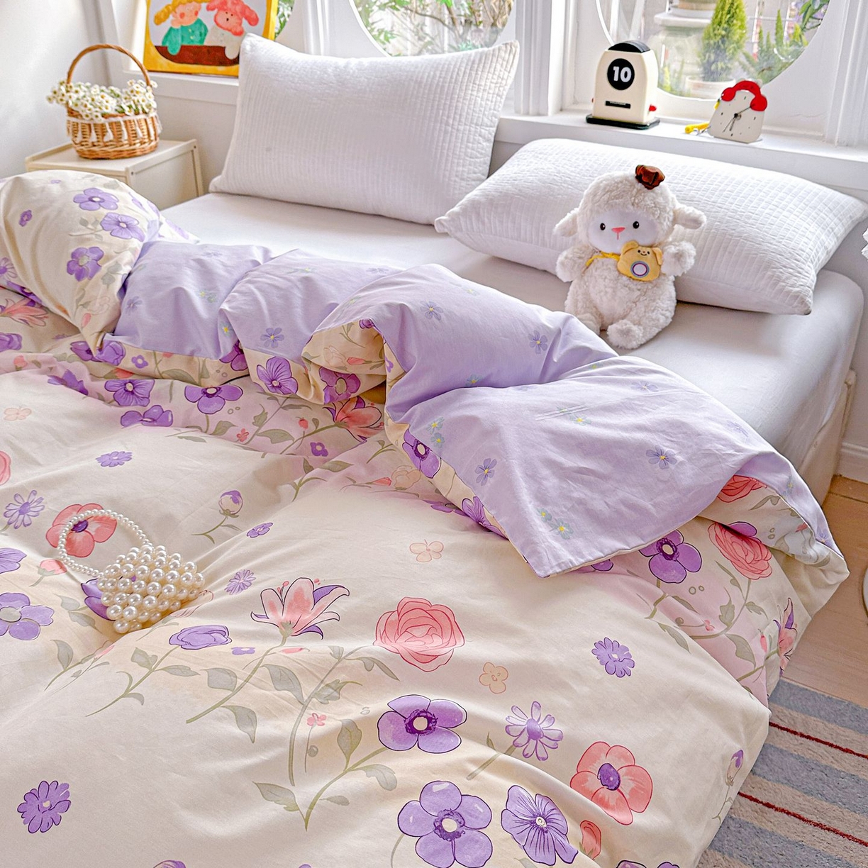 91家纺网 家纺一手货源 找家纺 恩泽家纺 2026新款13372ins全棉印花四件套单品系列-单被套 樱雪