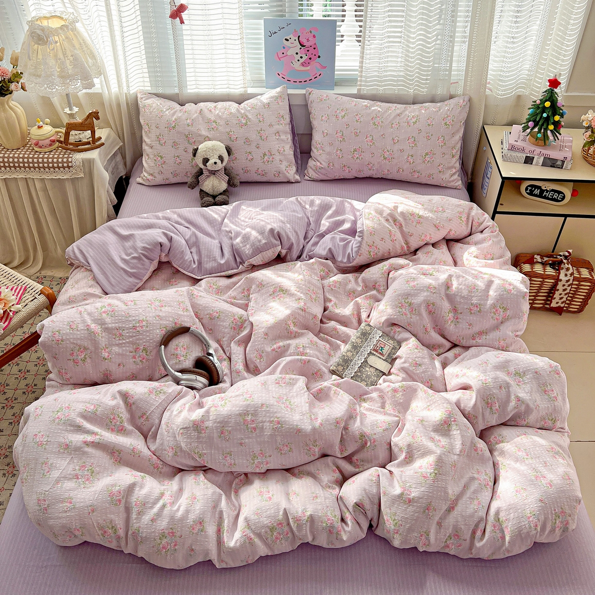 91家纺网 家纺一手货源 找家纺 王朝国际 2026新款A类彩竺棉印花四件套 紫陌