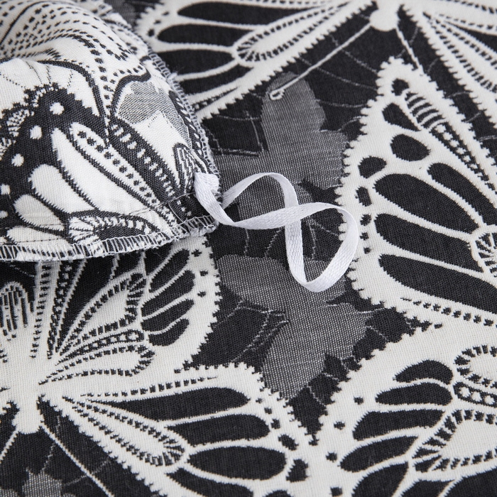 91家纺网 家纺一手货源 找家纺 双层纱家居 2026新款梦蝶三层纱床盖飞边款四件套 梦蝶-黑色