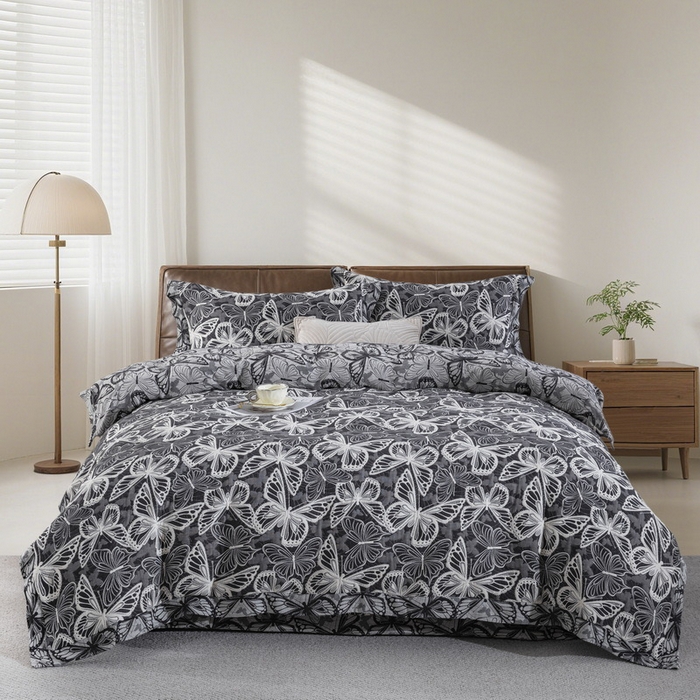 （总）双层纱家居 2026新款梦蝶三层纱床盖飞边款四件套