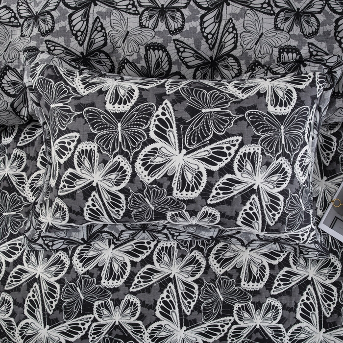 91家纺网 家纺一手货源 找家纺 （总）双层纱家居 2026新款梦蝶三层纱床盖飞边款四件套