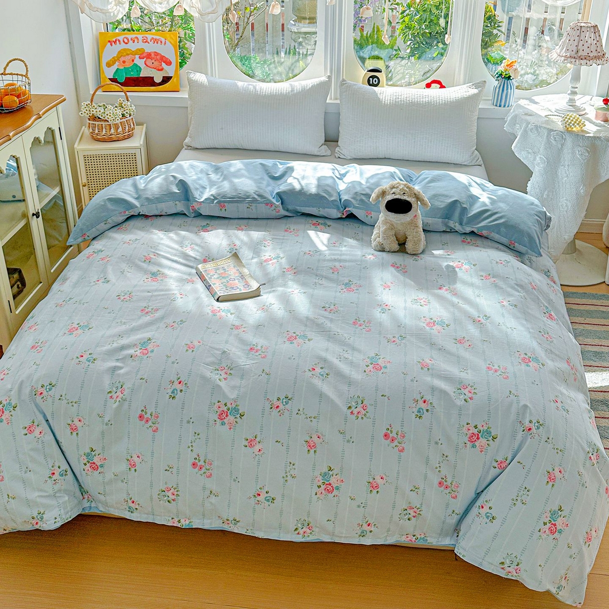 91家纺网 家纺一手货源 找家纺 恩泽家纺 2026新款13372ins全棉印花四件套单品系列-单被套 优朵蔓