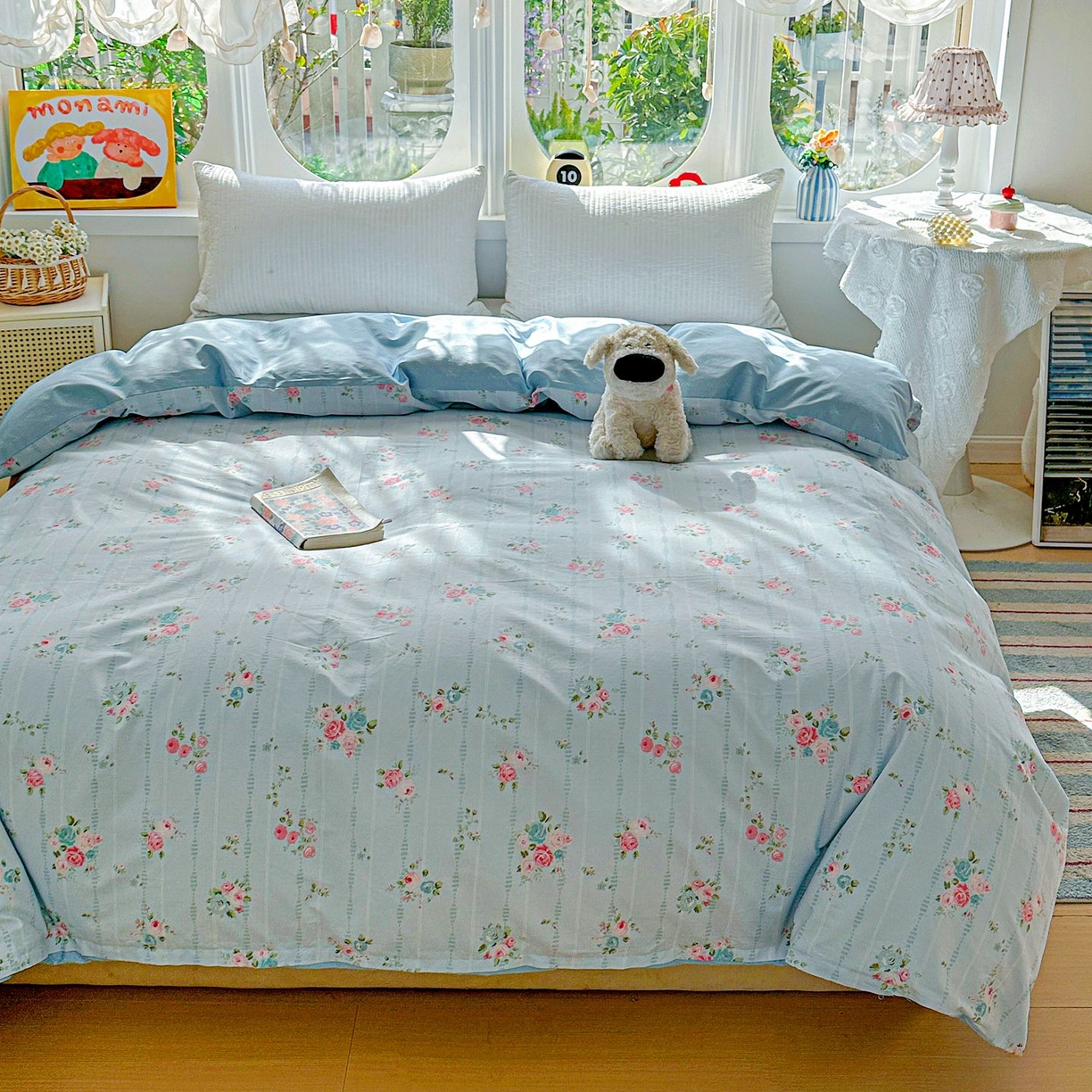 91家纺网 家纺一手货源 找家纺 恩泽家纺 2026新款13372ins全棉印花四件套单品系列-单被套 优朵蔓