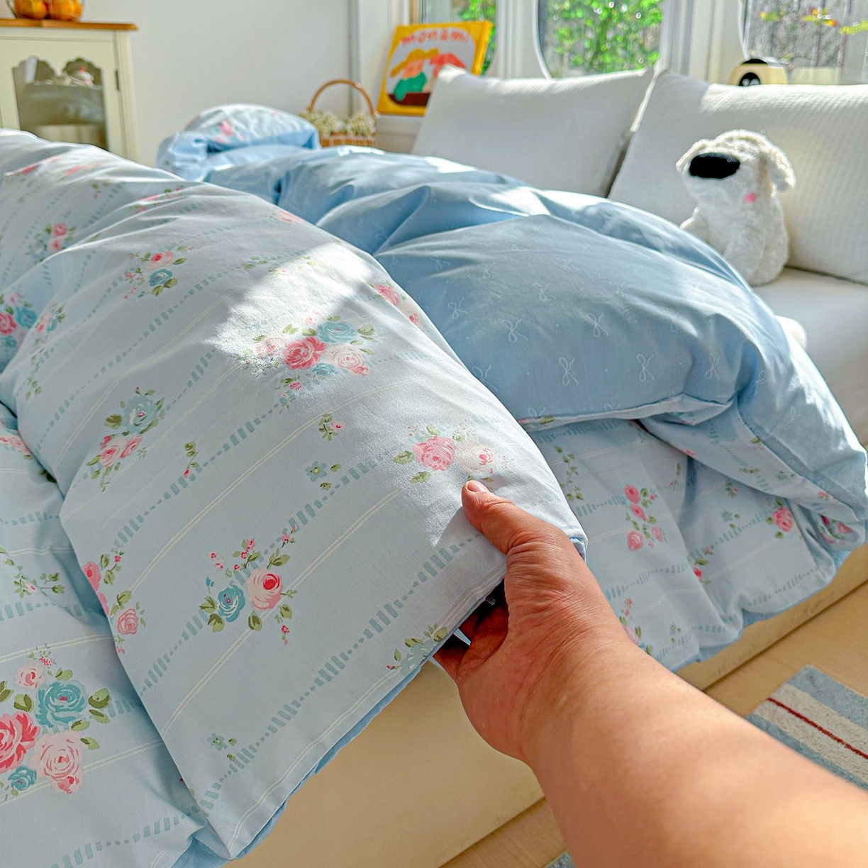 91家纺网 家纺一手货源 找家纺 恩泽家纺 2026新款13372ins全棉印花四件套单品系列-单被套 优朵蔓