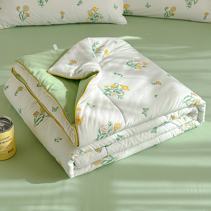 91家纺网 家纺一手货源 找家纺 老帅的工厂店 2026新款A类水洗皱皱纱7A抑菌夏被夏凉被空调被 田园诗集