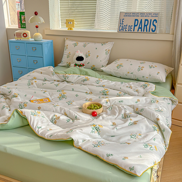 91家纺网 家纺一手货源 找家纺 老帅的工厂店 2026新款A类水洗皱皱纱7A抑菌夏被夏凉被空调被 田园诗集