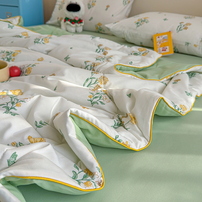 91家纺网 家纺一手货源 找家纺 老帅的工厂店 2026新款A类水洗皱皱纱7A抑菌夏被夏凉被空调被 田园诗集