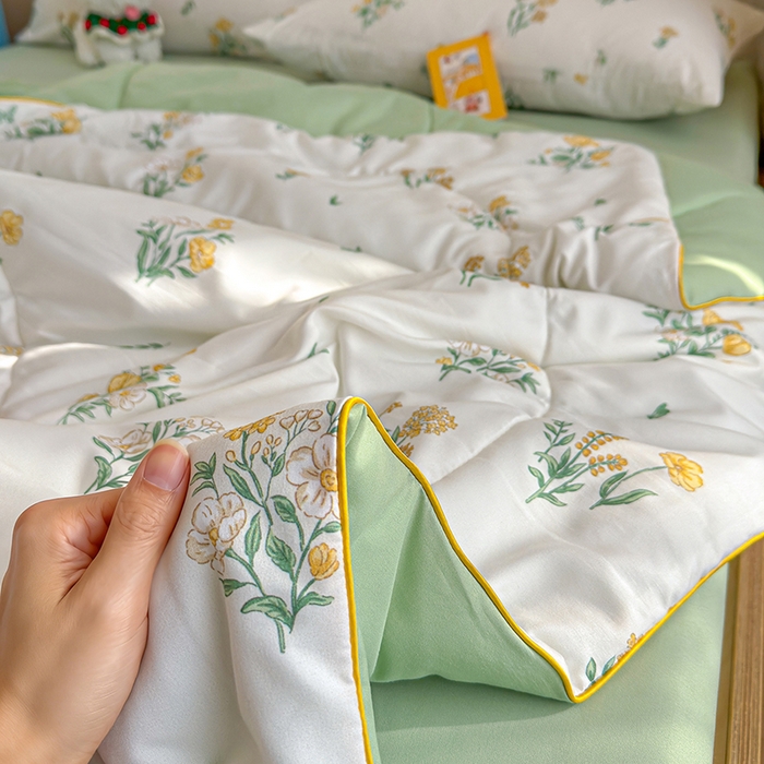 91家纺网 家纺一手货源 找家纺 老帅的工厂店 2026新款A类水洗皱皱纱7A抑菌夏被夏凉被空调被 田园诗集